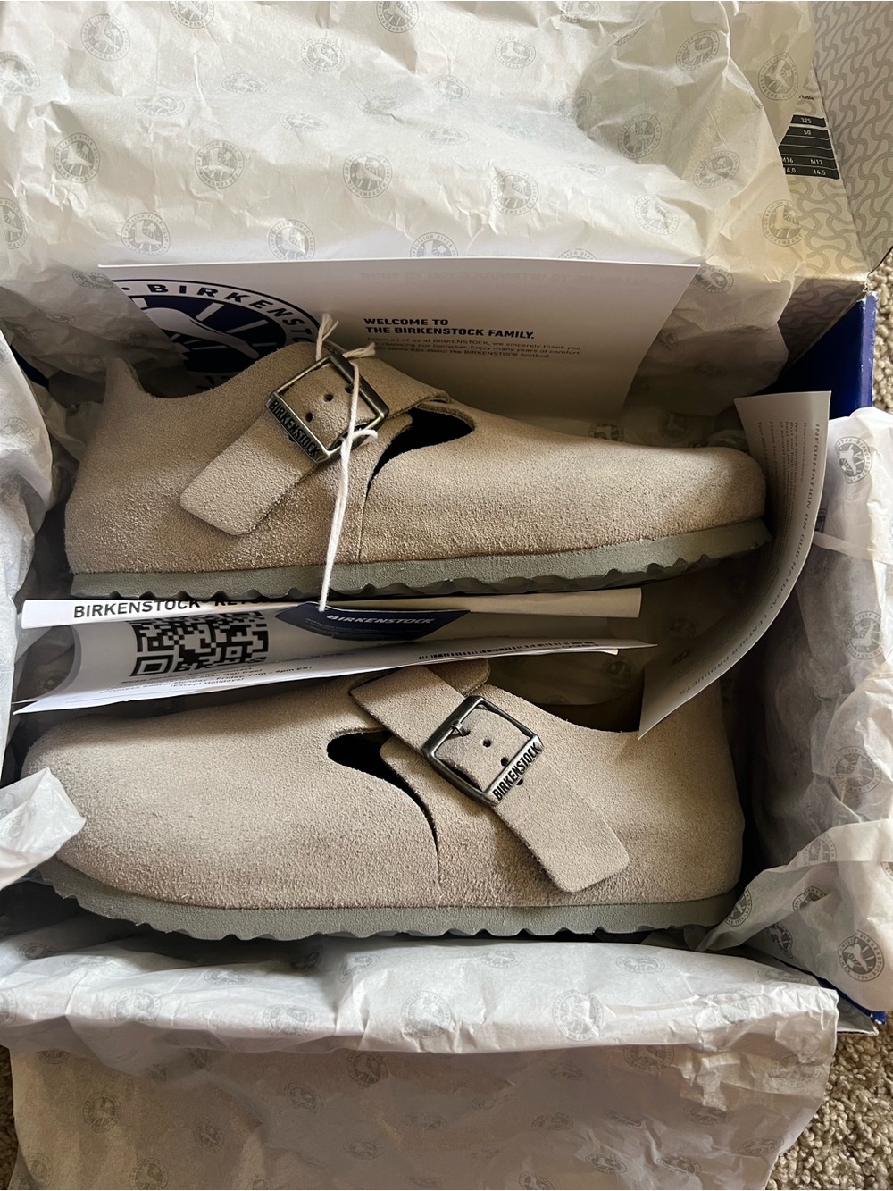 Birkenstock London Suede Leather - Stone Coin eu 39, uk 5.5 , us w8 m6